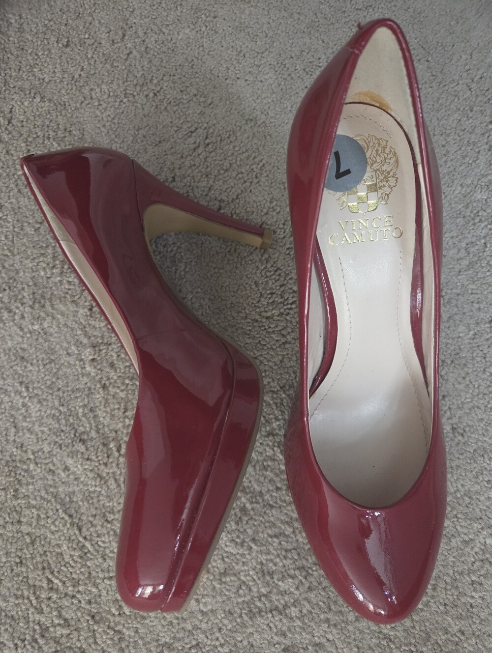 Vince Camuto Wine Red Patent Leather Platform Pumps Size 7